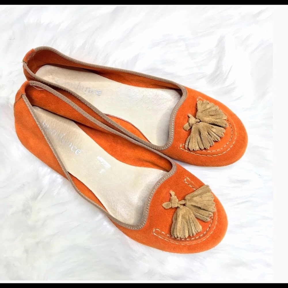 Super Cute Sundance Orange & Tan Tassel Loafers 8